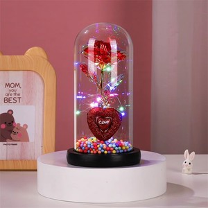 ของขวัญดอกไม้ประดิษฐ์สำหรับวันวาเลนไทน์ดอกกุหลาบแม่พร้อมไฟ LED แสดงโดม PVC - Product Image 4
