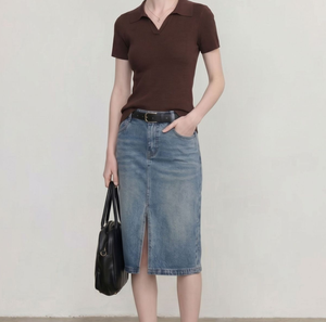 Armadio Capsula di Lusso Silenzioso, Outfit Minimalista Preppy, Maglione Polo <span class=keywords><strong>a</strong></span> Righe <span class=keywords><strong>a</strong></span> <span class=keywords><strong>Maniche</strong></span> <span class=keywords><strong>Corte</strong></span> - Product Image 5