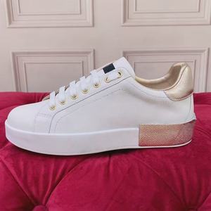 Chaussures de sport pour hommes en cuir véritable à plateforme luxueuse et tendance, bout fermé, or rose et blanc - style décontracté de créateur - Product Image 6