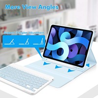 Funda con Teclado Delgada Premium Ultrafina con Retroiluminación RGB, Imitación Piel, para iPad Pro 11" M2, Teclado Inalámbrico BT Desmontable