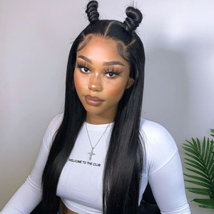 Peluca frontal <span class=keywords><strong>de</strong></span> encaje 13x4 al por mayor, pre-cortada, ondulada, con capas, sin pegamento, cabello Remy <span class=keywords><strong>de</strong></span> longitud larga para mujeres afroamericanas - Product Image 5