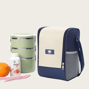 Sacs à déjeuner isothermes de grande capacité pour adultes, bento, pique-nique, bandoulière, fermeture éclair, en Oxford, design par sublimation - Product Image 1