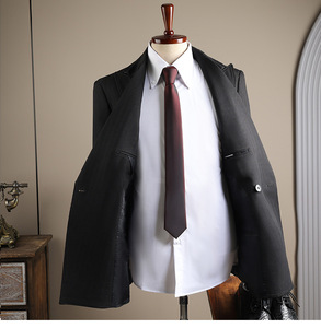 Ensemble de costume d'affaires haut de gamme pour homme, design personnalisé, infroissable, couleur unie, simple boutonnage, revers à revers pointus ornés de perles, 2 pièces - Product Image 3