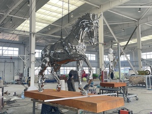 Décoration d'animaux d'extérieur <span class=keywords><strong>Sculpture</strong></span> cheval en acier inoxydable poli - Product Image 2