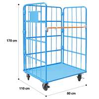 Cage de stockage roulante en treillis métallique bleu robuste à prix avantageux avec roulettes pour entrepôt