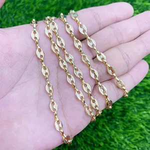 Brass Link Chains Accessories For Jewelry Making Pig Nose Copper Gold Plated Fine Chain Support Wholesale Supply