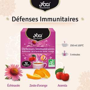 Té Herbal Orgánico <span class=keywords><strong>Yogi</strong></span> para Defensas Inmunitarias, Infusión de Equinácea, Jugo de Acerola Seca, Naranja, Mejora la Inmunidad, 12 Sobres Termosellados - Product Image 2