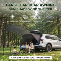 Tente de toit arrière pour grand SUV, imperméable, pare-soleil pour hayon, abri contre le vent avec poteaux, pour camping familial