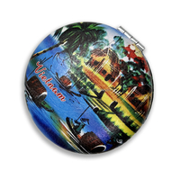 Vente en gros Mini miroirs cosmétiques portables de luxe floraux fleuris Souvenirs Miroir de maquillage rond et compact en cuir avec logo personnalisé