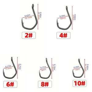 50 hameçons à poisson en acier à haute teneur en carbone recouverts de PTFE Hirisi avec œillet 8021, super résistants, pour la pêche à la carpe, accessoires de pêche - Product Image 2
