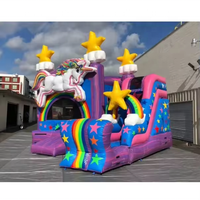 Toboggan Offre Spéciale licorne à double voie avec maison gonflable sautant pour enfants sautant petit toboggan gonflable personnalisé