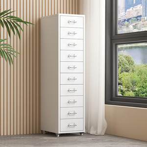 Armoire de rangement métallique moderne à 10 tiroirs, armoire de rangement en acier, armoire à roulettes, armoire à dossiers avec serrure, pour bureau, salon, chambre. - Product Image 3