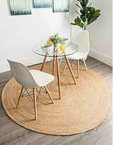 Hecho a mano moderno 3x3 pies redondo interior yute área alfombra granja estética decoración del hogar para dormitorio cocina sala de estar - Product Image 6