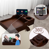Hochwertiger Holz-Sofa-Getränkehalter 4-in-1 Holz-Seitenablage für Sofa-Armlehne mit Handy- und Tablet-Halterung