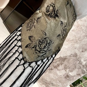 Cinturón Triangular con Flecos y Estampado de Rosas para Mujer, Estilo Vintage, Poliéster, Impresión por Transferencia de Calor, 4.5cm de Ancho, Decorativo, Nuevo - Product Image 1