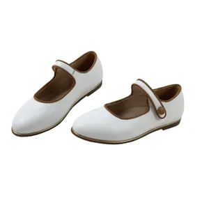 2024 Shoes Girl Fashion Flats 3 Years Dress Shoes White Genuine Leather Mary Jane School Shoes for Kids