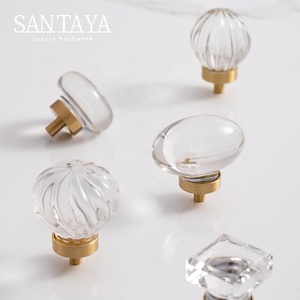 Poignées de meuble Santaya en laiton, transparentes, couleur champagne, avec cristaux, créatives, pour armoire de chambre, coiffeuse et tiroirs - Product Image 3