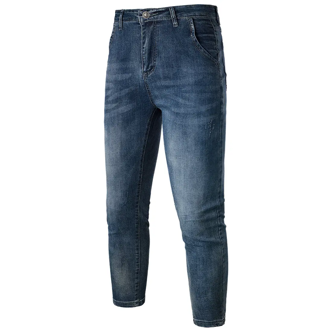 BLD streetwear Stock Trousers Winter Straight Jeans Men's Stretch Denim Jeans High Elastic Slim Pants Business casual pants