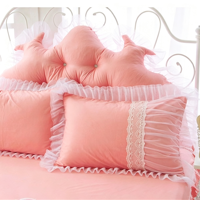 Housse de coussin en dentelle 100% coton, lot de 2 pièces, design princesse, fermeture éclair au dos, taie d'oreiller douce pour la décoration de la chambre à coucher, literie