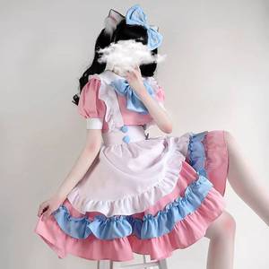 Disfraz de Sirvienta Rosa con Lazo, Vestido Lolita Adorable, Atuendo de Cosplay para Fiesta y Actuación - Product Image 4