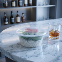 Boîte à lunch jetable en plastique transparent, bol à soupe pour restauration rapide, résistant aux hautes températures, compatible micro-ondes, boîte alimentaire
