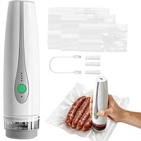 Scelleuse sous vide manuelle, puissance d'aspiration de 60 KPa, comprend 30 sacs refermables, 4 pinces de scellage, rechargeable par USB-C, sans fil, automatique, pour aliments