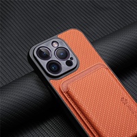 Étui pour cartes de visite en cuir et fibre de carbone, coque de téléphone avec aimants, support pour cartes de crédit, coque de téléphone pour iPhone 11/12/13/14