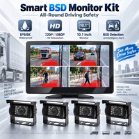 Système de détection d'angle mort BSD avec écran tactile de 10,1 pouces, système de caméra de recul à 4 canaux, kit pour camions lourds et flottes commerciales