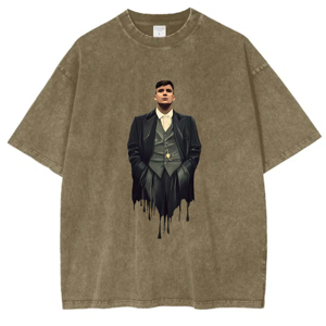 Peaky Blinders Class Struggle T-Shirts Summer 100% Cotton Drop Shoulder Crewneck Heavyweight Acid Wash - Product Image 1