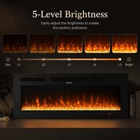 Meuble TV Kalsubo tout noir de 70 pouces avec foyer électrique de 36 pouces, lumières LED 12 couleurs, grand rangement, divertissement