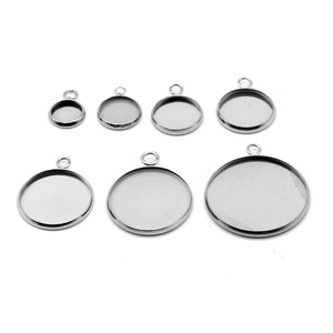 6-30mm couleur or en acier inoxydable Cabochon Base pendentif paramètres plateau vierge pour <span class=keywords><strong>camée</strong></span> fabrication de bijoux composants bricolage - Product Image 3