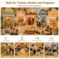 Parque Infantil Interior Modular Multiusos, Plaza de Juegos con Asientos Redondos, Certificación CE, Espacio Comercial para Niños