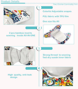 AIO-<span class=keywords><strong>couche</strong></span> en tissu imprimé pul blanc, pour bébé, réutilisable, <span class=keywords><strong>lavable</strong></span>, en daim, couture, 2 pièces, fibres de <span class=keywords><strong>bambou</strong></span> - Product Image 3