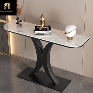 โต๊ะคอนโซลทางเข้าดีไซน์หรูหราสไตล์อิตาลีแบบเรโทร ผลิตจากหินเผาคุณภาพสูง พร้อมขาโต๊ะสแตนเลสสีทองฝรั่งเศส - Product Image 4