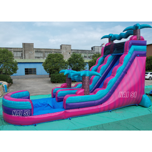 Toboggan aquatique gonflable rose de 18 pieds pour jardin, château aquatique commercial, <span class=keywords><strong>ballon</strong></span> de saut pour enfants avec piscine à éclaboussures pour l'été - Product Image 3