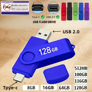 แฟลชไดรฟ์พลาสติกแบบพกพา USB 2.0 ความเร็วสูง ใช้งานได้สองรูปแบบ ความจุ 512MB-128GB เหมาะสำหรับโทรศัพท์มือถือ แล็ปท็อป แท็บเล็ต - Product Image 1