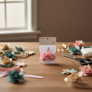 Ilan Flores Fiori di Carta Rosa 78mm 5 Pezzi per Artigianato e Decorazioni - Product Image 3