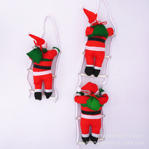 Grand sapin de Noël, ornement Père Noël en tissu avec échelle/corps de grimpeur de 30 cm, Père Noël grimpeur, gnome. - Product Image 4