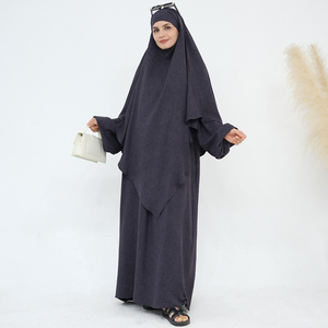 Vestido con cremallera para mujer musulmana Abaya con conjunto Khimar túnica modesta ropa islámica Turkiye mamá vestido de <span class=keywords><strong>lactancia</strong></span> traje caftán - Product Image 6