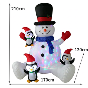 Muñeco <span class=keywords><strong>de</strong></span> <span class=keywords><strong>Nieve</strong></span> Inflable Gigante <span class=keywords><strong>de</strong></span> Navidad con Pingüinos y Luces LED, Decoración para Jardín Exterior, 210 cm - Product Image 3