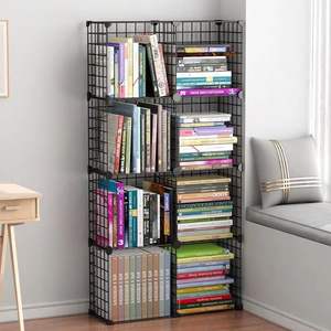Cubos de almacenamiento Rejilla de alambre Organizador de malla modular Estantes para libros y ropa Estante de almacenamiento de hierro de pie - Product Image 1