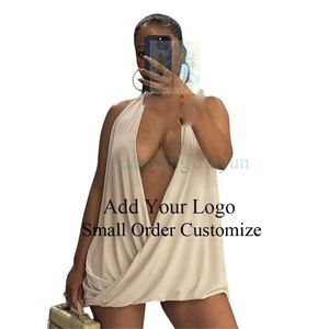 <span class=keywords><strong>Robe</strong></span> <span class=keywords><strong>Courte</strong></span> et <span class=keywords><strong>Moulante</strong></span> Unie pour Femme, Personnalisée avec un Dos Nu Séduisant pour l'Été - Product Image 5