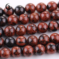 Perles d'obsidienne acajou Zhe Ying 6mm 8mm 10mm, pierres naturelles, obsidienne rouge, perles rondes en pierre précieuse, perles en vrac pour la fabrication de bijoux