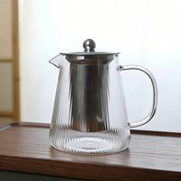 Ensemble de théière en verre borosilicate à motif vertical pour usage domestique et résistance aux hautes températures
