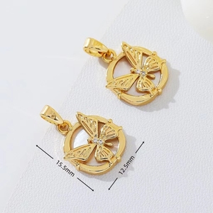 PDANY Accessoires de Bijoux Fantaisie Plaqué Or 18K Coquille Blanche Papillon Pendentifs à Simple/Double Anneau pour Boucles d'Oreilles DIY - Product Image 3