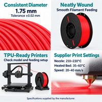 Filament d'imprimante 3D TPU 95A 1,75 mm 1 kg Noir pour imprimantes 3D compatibles Bambu Lab et Creality, prototypes flexibles