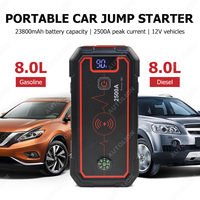 Démarreur de voiture 23800mAh, courant de crête 2500A, chargeur sans fil 10W, sortie multi-USB pour démarrage d'urgence de véhicule 12V