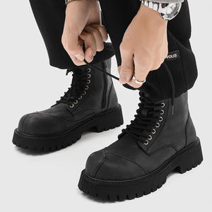 Bottes mi-mollet pour homme, design tendance 2026, automne, bout épais, semelle épaisse, hauteur accrue, bottes courtes tendance avec fermeture éclair - Product Image 3