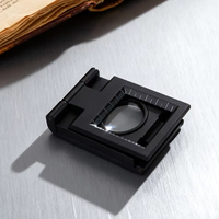 Good Quality Three Folding 10X Magnifier Zinc Alloy Magnifier Magnifying Glass with Scale for Optical