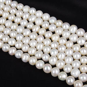 Perles d'eau douce naturelles blanches de 8-9 mm, presque rondes, en vrac, matériaux faits à la main pour la création de bijoux DIY, nouveaux styles - Product Image 2